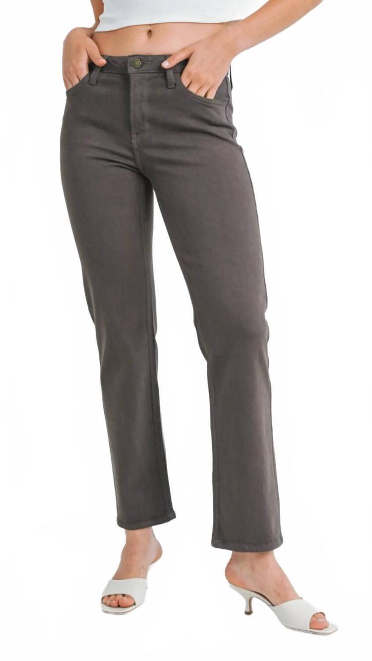 NEW JUST BLACK DENIM mid rise full length straight jeans in brown